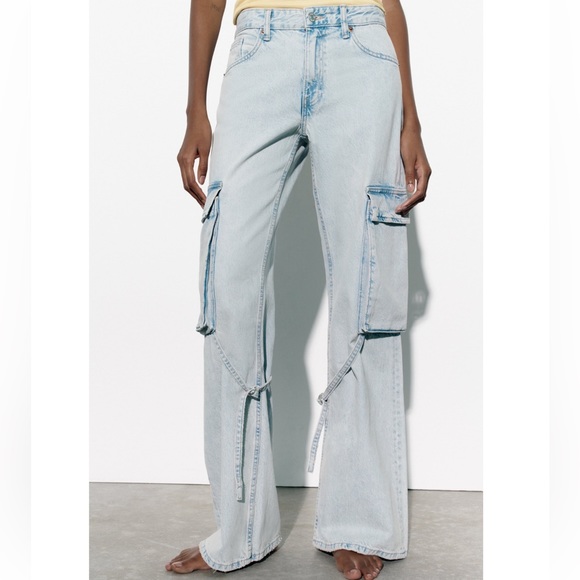 Zara MID -RISE TRF CARGO JEANS - Picture 3 of 16